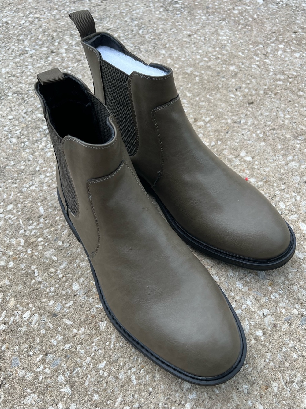 Men's Round Toe Boots Chelsea Slip on waterproof NEW G9T024GG95 Grayish Green